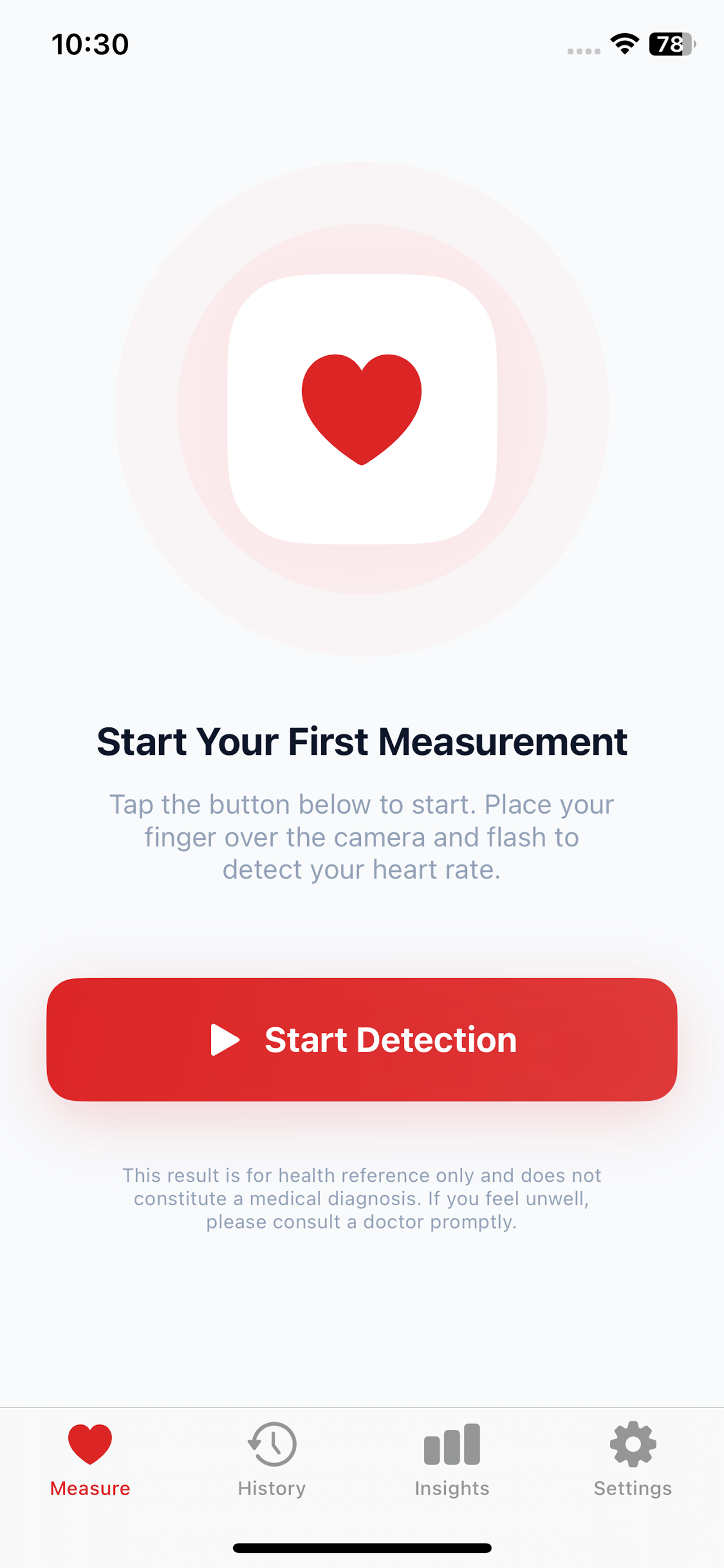 EasyHealth Measurement Screen